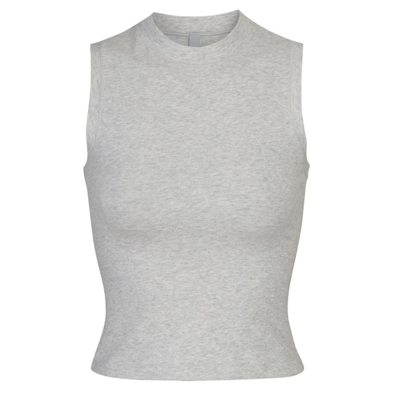 Skims cotton jersey mock neck tank top in light heather grey